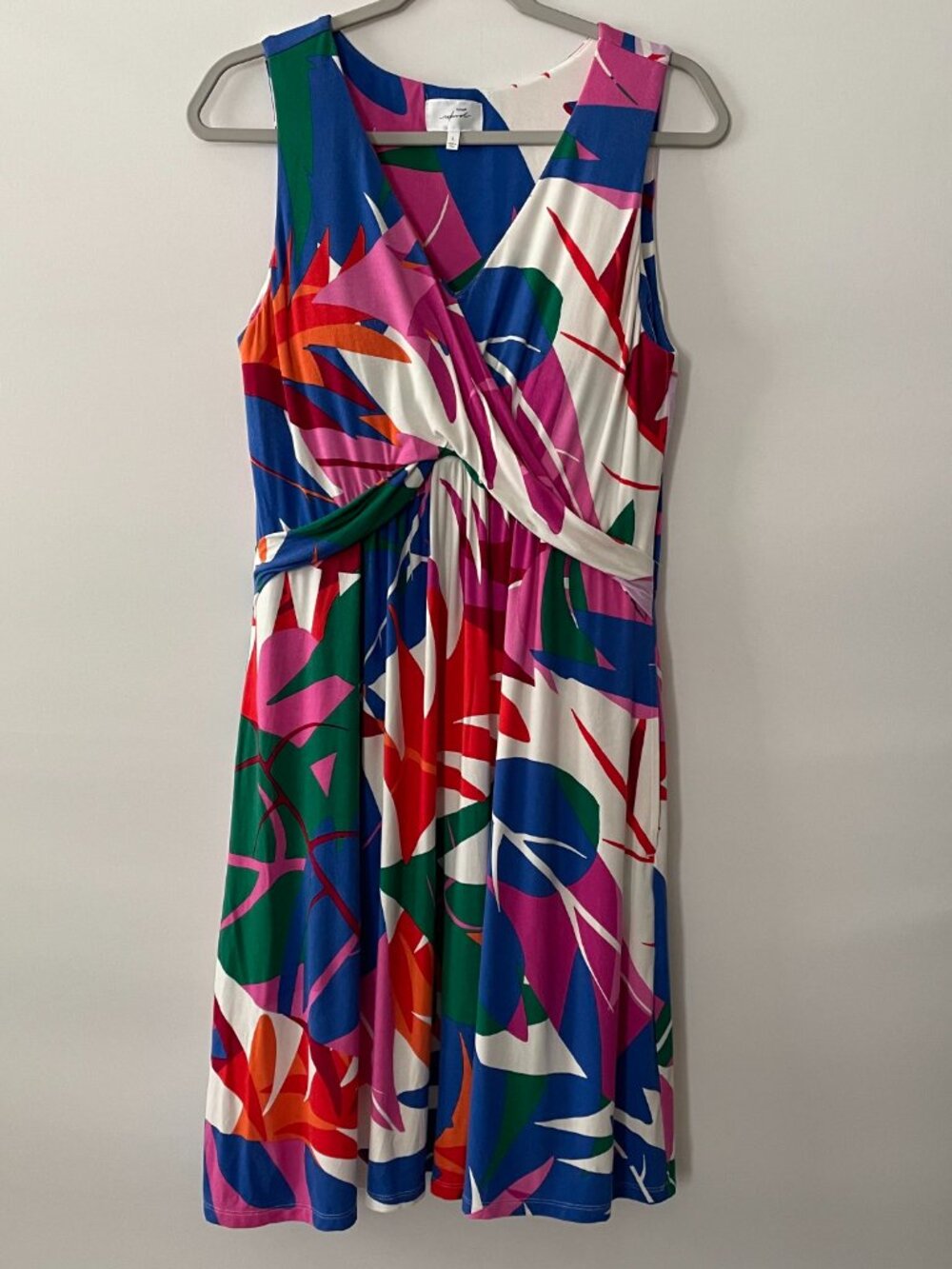 Soma Wknd Sleeveless Faux Wrap Knee-Length Dress Floral Multicolor Size L